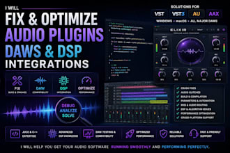 fix audio plugins, daws, dsp issues and juce, do c plus plus integrations