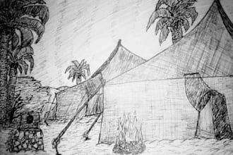design luxury desert glamping camp from your sketch