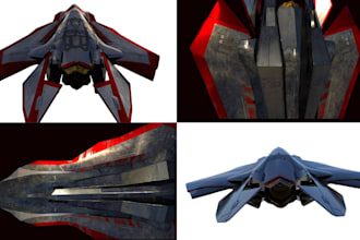 create hard surface 3d models of spaceships, vehicles, guns and mechanical parts