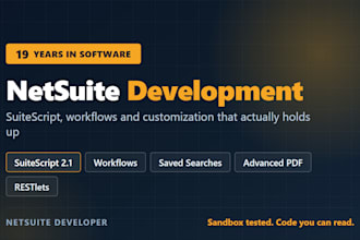 do expert netsuite development, suitescript customization and workflows