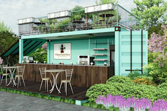 create realistic container store, 3d shipping container design