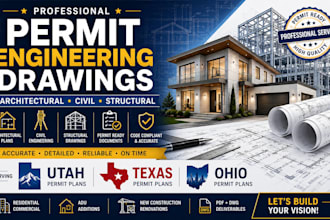 draw permit engineering drawings and architectural plan for utah, texas and ohio