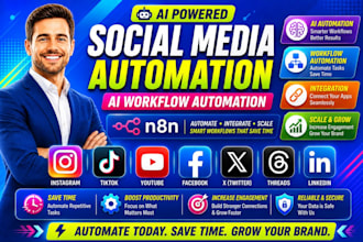 social media automation ai workflow n8n instagram tiktok youtube facebook