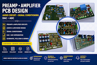 design preamps amplifier pcb, audio circuit, analog signal conditioning dac adc