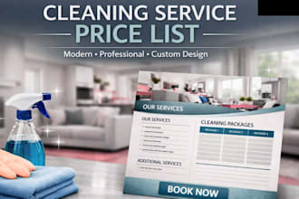 design a cleaning company service menu and price list