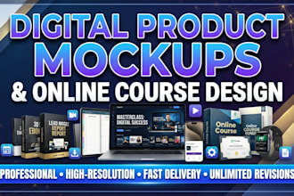 design digital product mockup online course ecover bundle 3d ebook dvd cover