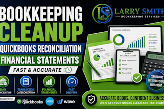 do bookkeeping cleanup, quickbooks reconciliation and financial statements fast