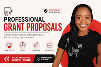 write professional grant proposals for nonprofits, ngos, startups and businesses