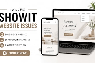 fix showit mobile design, dropdown menus, and website layout issues
