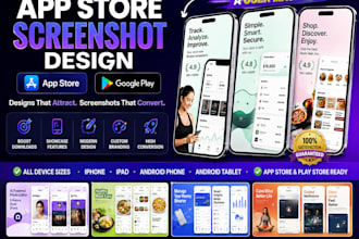 design app store screenshot for play store and apple store, app screenshot