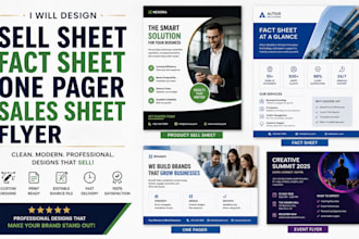 design sell sheet, fact sheet, one pager, sales sheet, product sell sheet, flyer