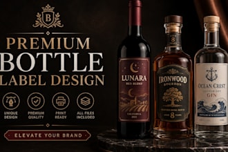 design minimalist wine label, beverage,liquor bottle, whisky, wine bottle label
