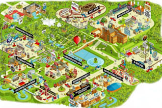 design wayfinding map, visitor map, resort map and park map, navigation map