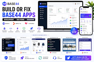 build or fix base44 app development base 44 bug fixing, replit ai, loveable