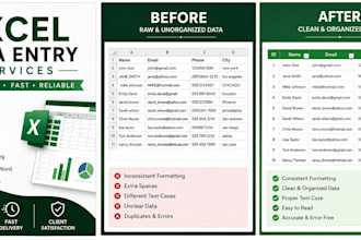 do excel data entry, copy paste, web research and data cleaning