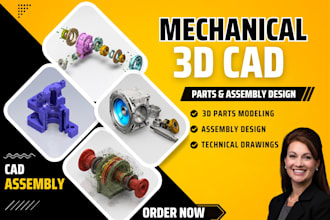 3d cad modeling 3d mechanical part assembly in solidworks or fusion 360 printing