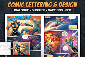 do professional lettering and design for comic book manga webtoon graphics novel