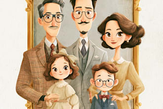 draw a realistic family or group portrait from a photo