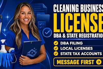 prepare your cleaning business license, dba filing  and state registration