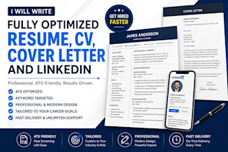 write fully optimized resume, CV, cover letter and linkedin