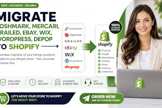 migrate poshmark mercari grailed listings ebay wix wordpress depop to shopify