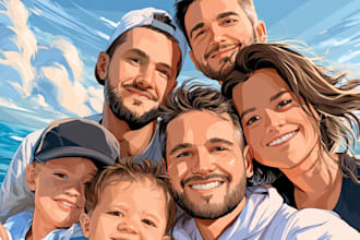 design a professional cartoon family characters