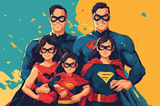 turn yourself into an amazing custom family superhero portrait