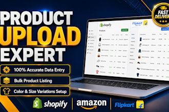 do ecommerce product data entry and shopify product upload
