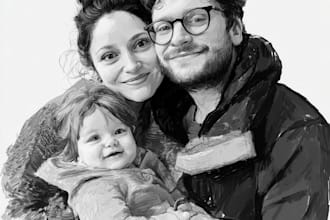 create a watercolor family portrait
