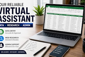 be your virtual assistant for data entry webresearch and admin tasks