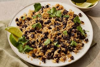 cook rice and beans with good plantain