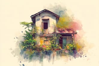 a watercolor house portrait