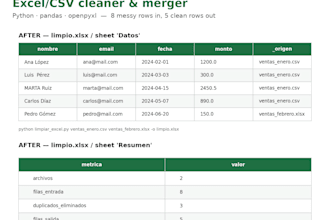 clean, merge and fix your messy excel or CSV files with python