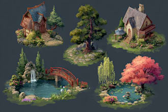 draw landscape illustration and background concept art, nft