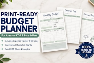 design a print ready budget planner and expense tracker for KDP or etsy