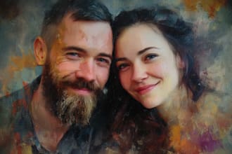 paint couple portrait painting in oil canvas