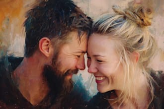 paint couple portrait painting in oil canvas