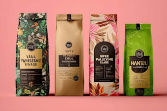 design premium coffee packaging, labels, and branding for your business