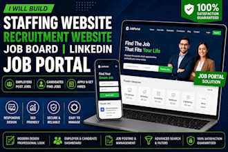 build a staffing website, recruitment website, job board linkedin or job portal