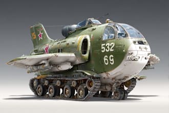 design scifi tank, car, aircraft military