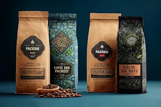 design premium coffee or tea packaging, label, pouch, box