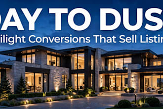 do hdr real estate photo editing with day to dusk conversion