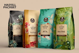 design coffee packaging, coffee bag, coffee label, coffee pouch and coffee box
