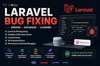 fix laravel bugs errors and database issues