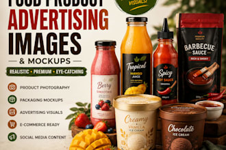create realistic food product advertising images and mockups