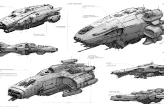 design spaceship, sci fi illustration and sci fi vehicle