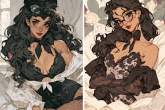 paint character illustrations in semi realistic art style