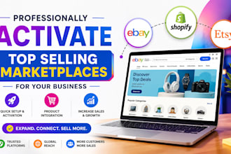 professionally activate top selling marketplaces for ebay shopify etsy stores