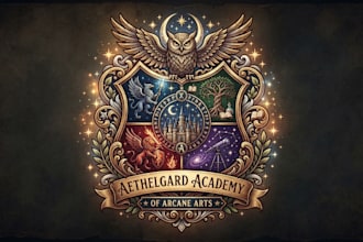 design a magical wizarding school inspired logo