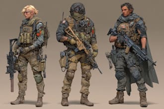 draw military characters or military related illustrations